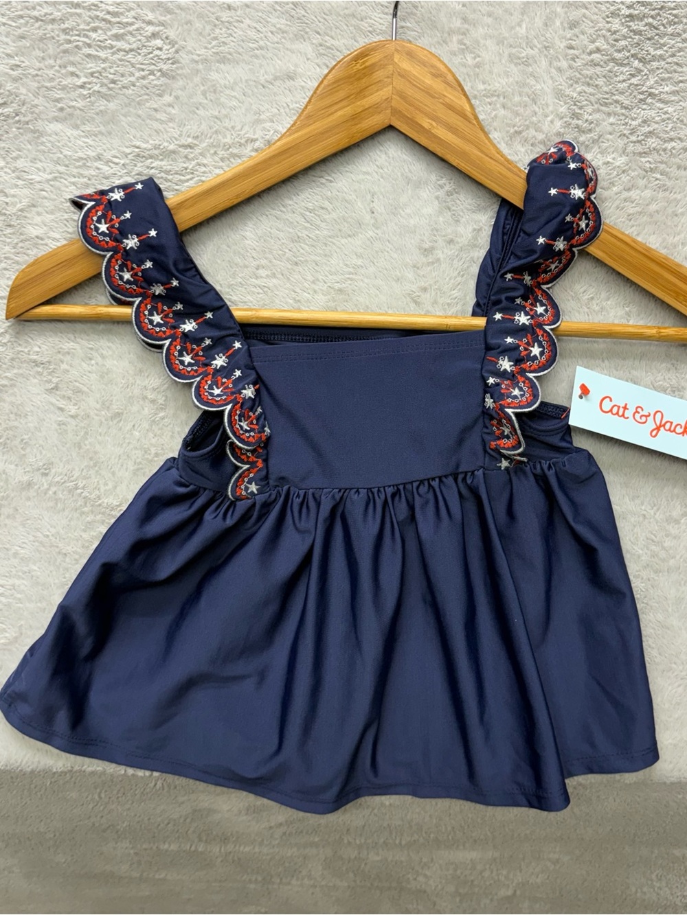 Cat & Jack Navy Dress with Red & White Star Trim